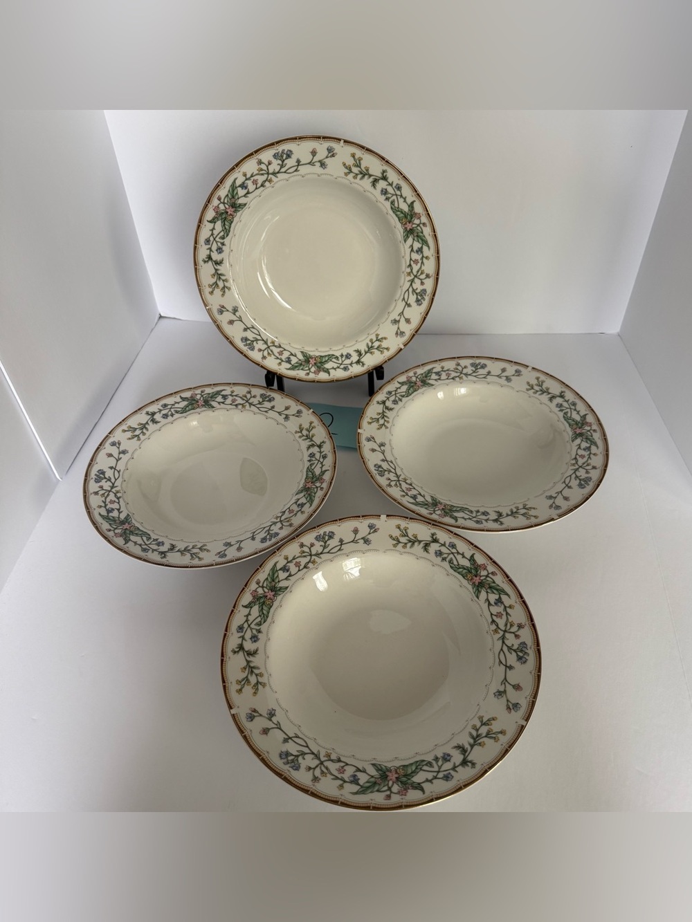 Set of 4 Farberware 1996 Wellesley #486 Fine China Rimmed Soup Bowls -Listing #2